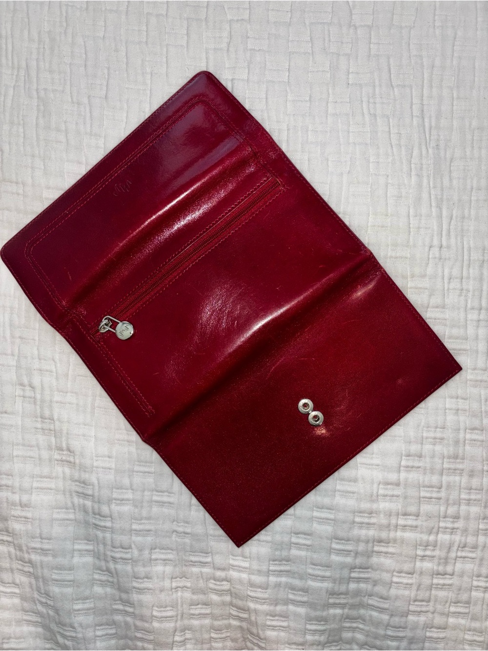 Vintage Monsac Burgundy Red Smooth Leather Trifold Clutch Wallet Organizer - Picture 4 of 7